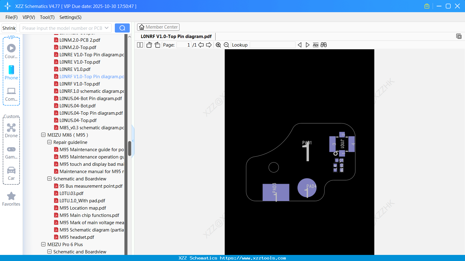 Meizu L0NRF V1.0-Top Pin Diagram